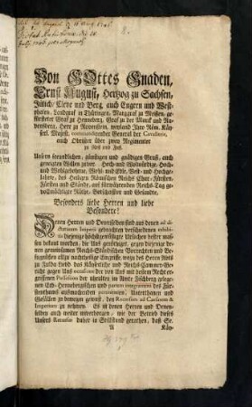 1-12, Von Gottes Gnaden, Ernst August, Herzog zu Sachsen...