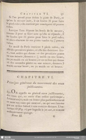 Chapitre VI. Principes généraux du mouvement des eaux jaillissantes