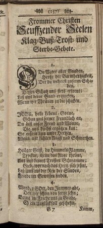 Frommer Christen Seuffzender Seelen Klag- Buß- Trost- und Sterbe- Gebete.