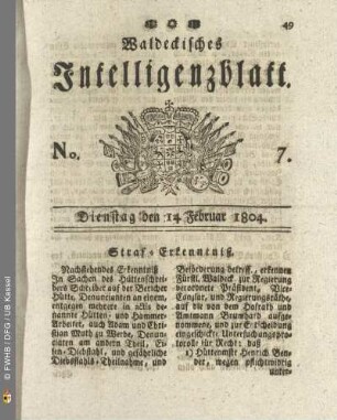No. 7. Dienstag den 14 Februar 1804
