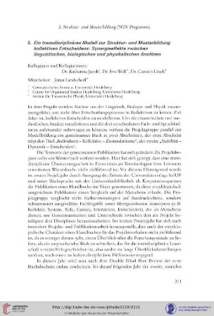 5. Ein transdisziplinäres Modell zur Struktur- und Musterbildung kollektiven Entscheidens: Synergieeffekte zwischen linguistischen, biologischen und physikalischen Ansätzen