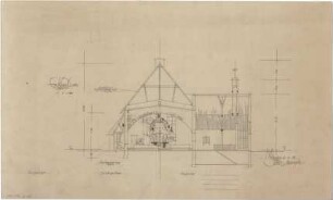 Gsaenger, Gustav; München - Solln; Ev. Apostel Kirche, Pfarrhaus und Jugendheim - Schnitt