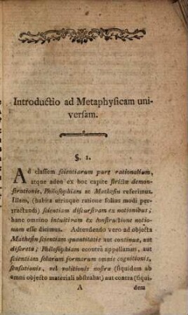 Conspectvs Vniversae Metaphysicae, Sive Natvrae, Sive Morvm : unacum positionibus ethicae universalis et specialis, nec non iuris naturae matheseos