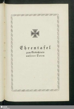 Ehrentafel zum Gedächtnis unserer Toten