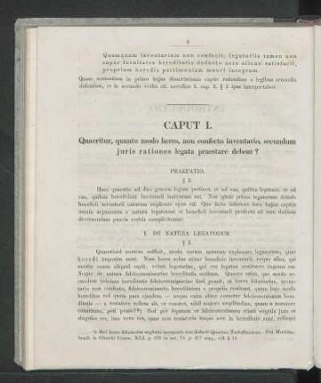 Caput I. Quaeritur, Quanto modo heres, non confecto inventario, secundum juris rationes legata praestare debeat?