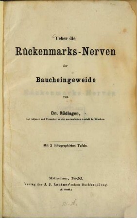 Ueber die Rückenmarks-Nerven der Baucheingeweide : Mit 2 lithogr. Tafeln