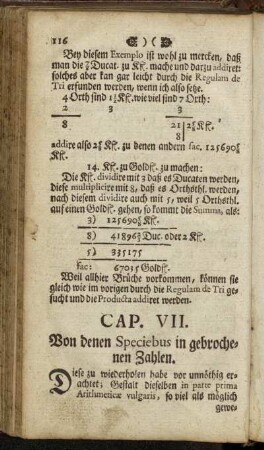 Cap. VII. Von denen Speciebus in gebrochenen Zahlen