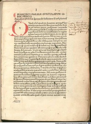 Francisci Philelfi Epistolarvm Liber ...