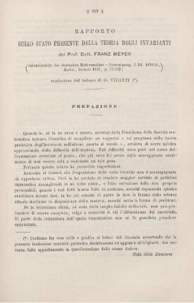 Rapporto sullo stato presente della teoria degli invarianti.