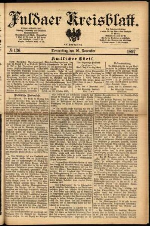 Erste Ausgabe vom Donnerstag, den 18. November 1897.