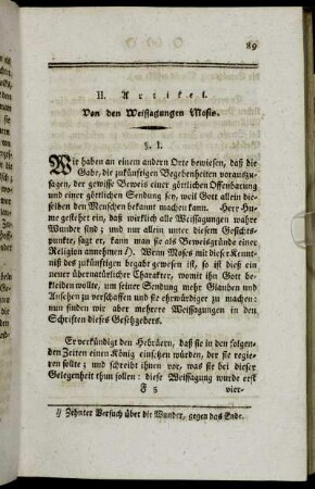 II. Artikel. Von den Weissagungen Mosis.