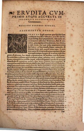 Martini Borrhai In Salomonis regis filii David sacrosanctam ecclesiastis concionem commentarius