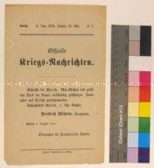 Kriegsdepesche des Norddeutschen Bundes über den preußischen Sieg in der Schlacht bei Wörth am 6.8.1870
