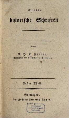 Kleine historische Schriften, 1