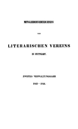 Mitgliederverzeichnis des Literarischen Vereins in Stuttgart