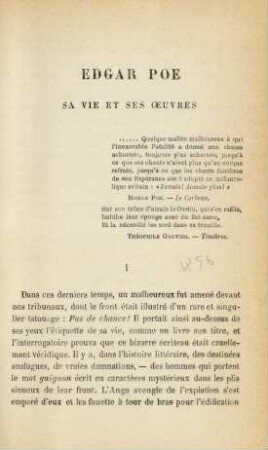 Edgar Poe. Sa vie et ses oeuvres