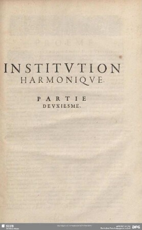 Partie Deuxiesme, Institution Harmonique