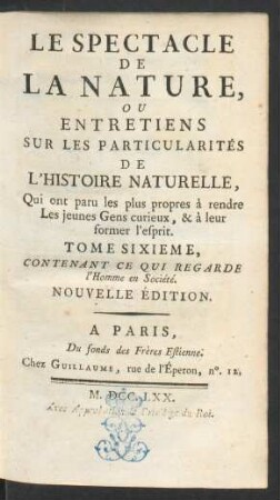 T. 6: Contenant Ce Qui Regarde l'Homme en Société