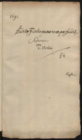 Audite fideles animae; S, strings, bc; HasB 12/1