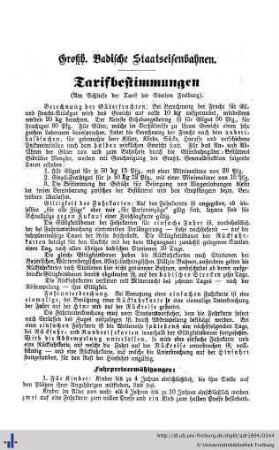 Großh. Badisches Staatseisenbahnen. Tarifbestimmungen