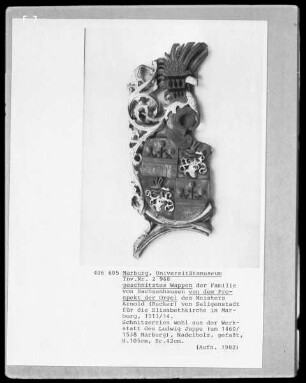Wappen der Familie von Sachsenhausen von dem Prospekt der Orgel des Meisters Arnold Rucker