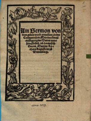 Ain Sermon von dem gebett vnd procession. in der Creützwochen