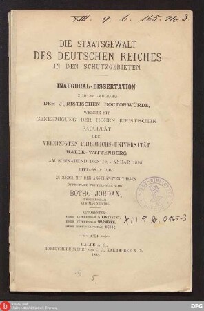 Die Staatsgewalt des deutschen Reiches in den Schutzgebieten