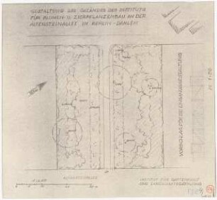 Landwirtschaftliche Hochschule, Berlin-Dahlem Institut für Blumen- und Zierpflanzenbau: Pflanzplan 1:200, Ansicht Detail