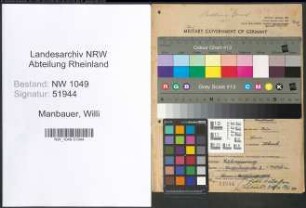 Entnazifizierung Willi Manbauer , geb. 25.11.1892 ()