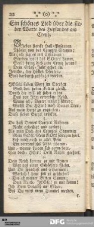 Ein schönes Lied über die sieben Worte des Heylandes am Creutz.