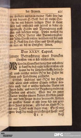 Das XXXV. Capitel. Fernere Betrachtung eines krancken Christen/ wie er sich trösten solle.