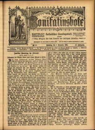 Erste Ausgabe vom Sonntag, den 08. Dezember 1901.