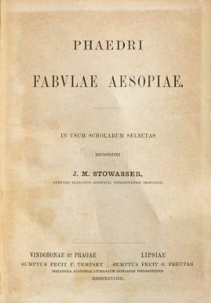 Phaedri Fabulae Aesopiae