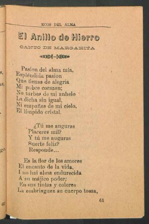 El anillo de hierro : Canto de Margarita