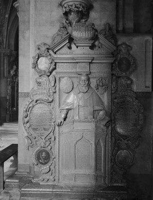 Epitaph des Kanonikus Gebauer (+1646) als Redner auf der Kanzel