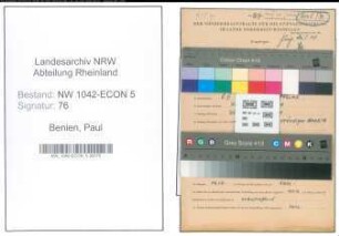 Entnazifizierung Paul Benien , geb. 08.11.1913 (Vertreter)