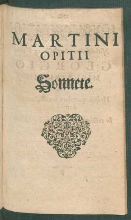 Martini Opitii Sonnete.