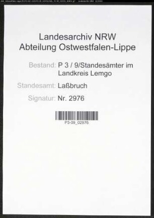 Sterberegister Standesamt Laßbruch