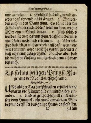 Epistel am heiligen Pfingst-Tage/ ...