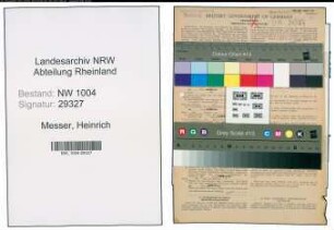 Entnazifizierung Heinrich Messer , geb. 20.12.1902 (Bauhandwerker)