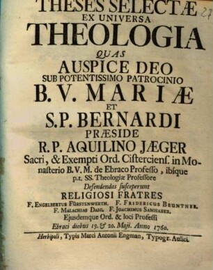 Theses Selectae Ex Universa Theologia