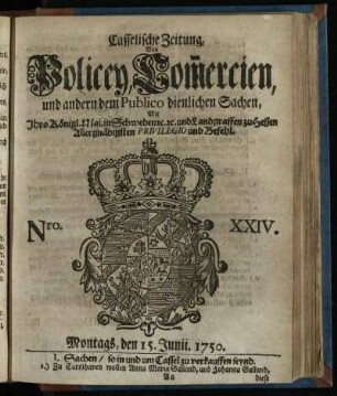 Nro. XXIV, Montags, den 15. Junii, 1750