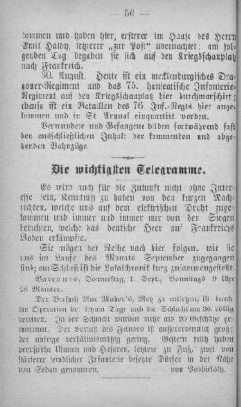 Die wichtigsten Telegramme