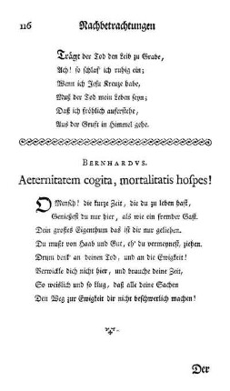 Bernhardvs. Aeternitatem cogita, mortalitatis hospes!