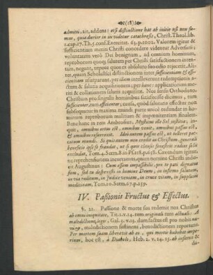 IV. Paßionis Fructus & Effectus.