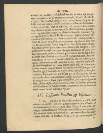 IV. Paßionis Fructus & Effectus.