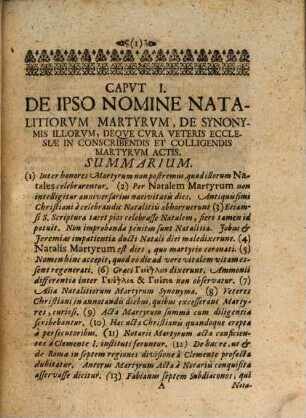 B. Casparis Sagittarii ... De martyrum natalitiis in primitiva ecclesia liber