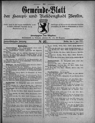 1911,27: No. 27, 2. Juli 1911