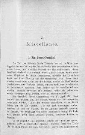 VI. Miscellanea