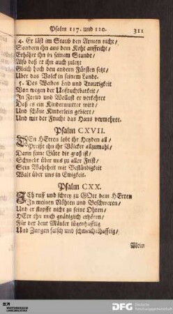 Psalm CXX, CXXII, CXXIII, CXXIV, CXXVI, CXXVII, CXXIX